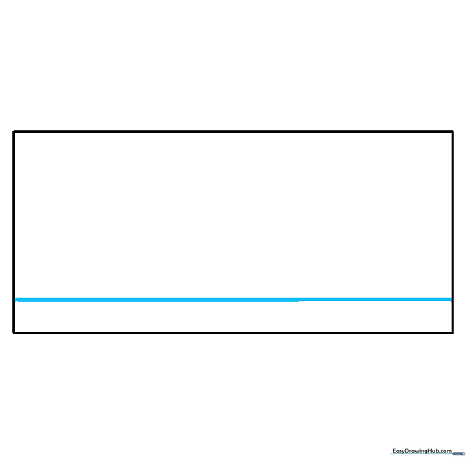 A horizontal line added to the bottom of the rectangle to define the base of the shoe sole.