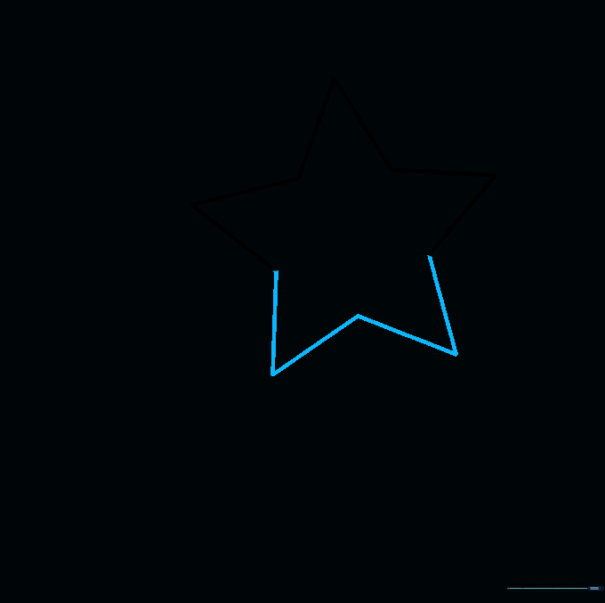A complete five-pointed star outline drawn with light pencil strokes.