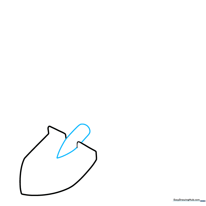 Drawing the cylindrical socket connecting the blade to the handle.