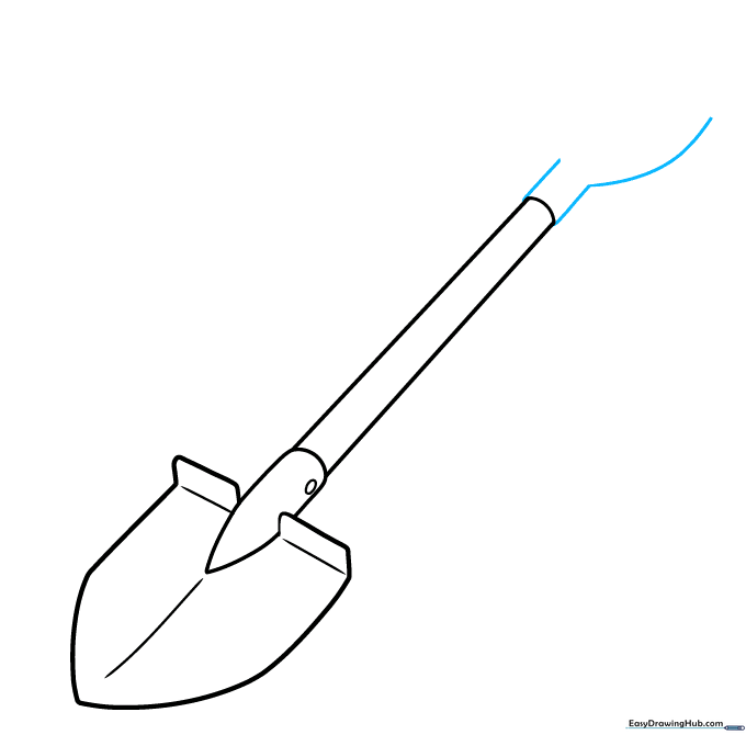 Beginning the D-shaped handle grip at the top of the shovel shaft.