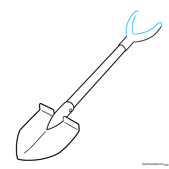 Closing the D-shaped handle grip with curved lines.