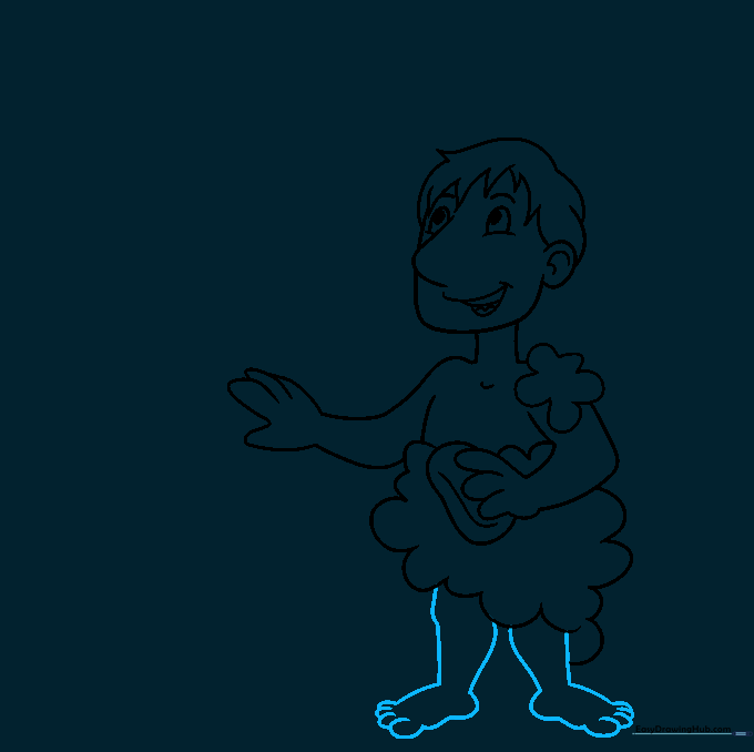 Adding the lower body, legs, and feet to the character.