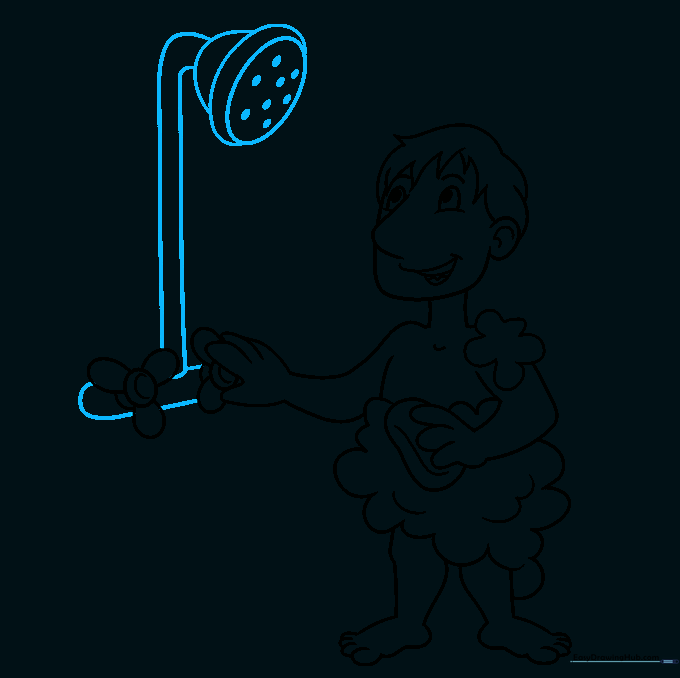 Sketching the showerhead and connecting pipes.