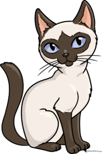 A colorful, finished drawing of a Siamese cat sitting down, ideal for kids' art projects