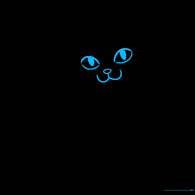 Close-up of Siamese cat eyes and nose sketch on white paper