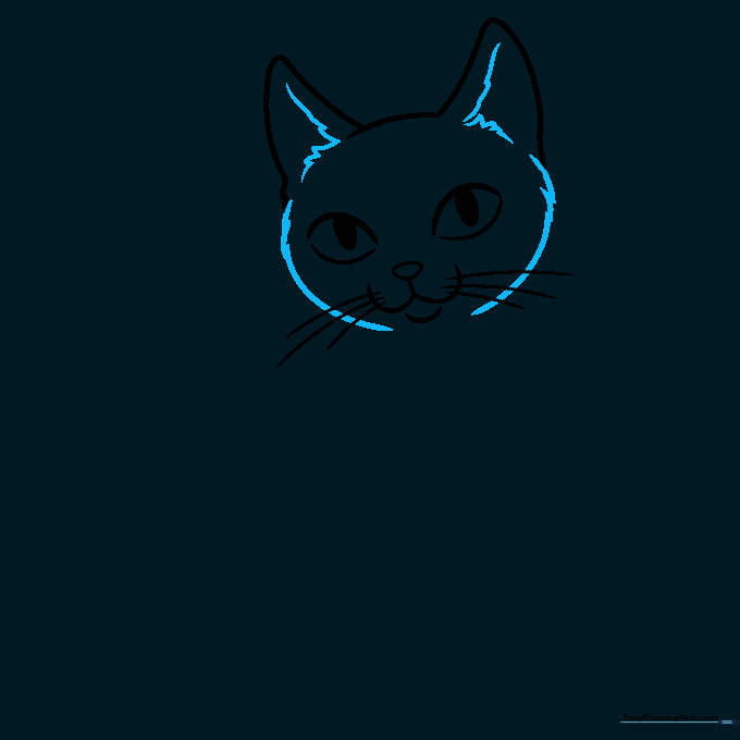 Adding jagged fur texture around the cat's face and ears