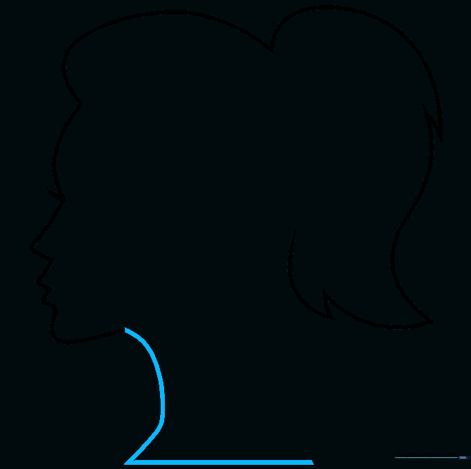 Sketching the neck and the bottom base line of the silhouette.