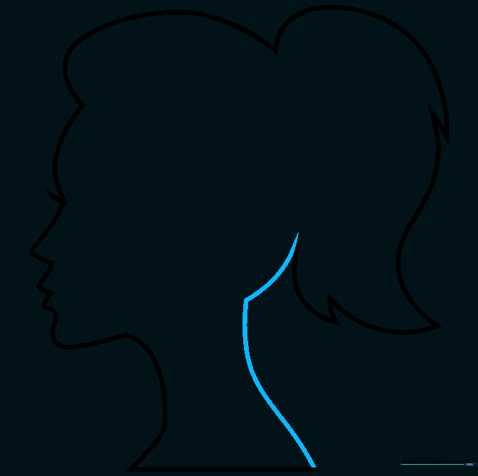 Finalizing the outline by connecting the neck to the back of the head.