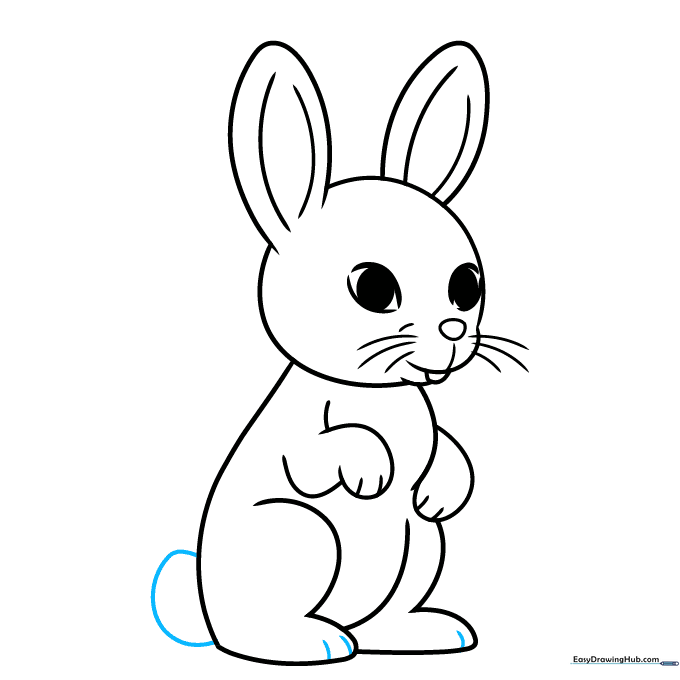 Adding the final touch: a small, fluffy tail on the bunny's back.