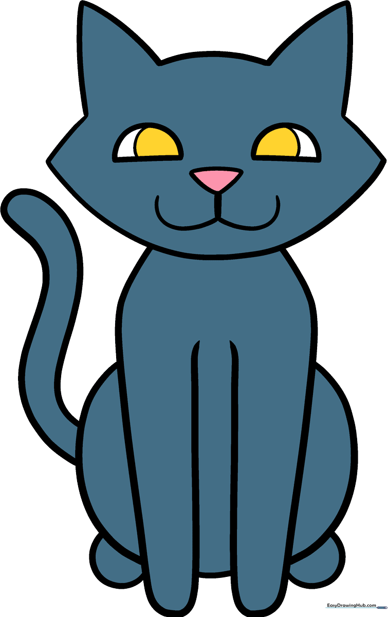 A friendly, simple cartoon cat illustration, perfect for beginners.