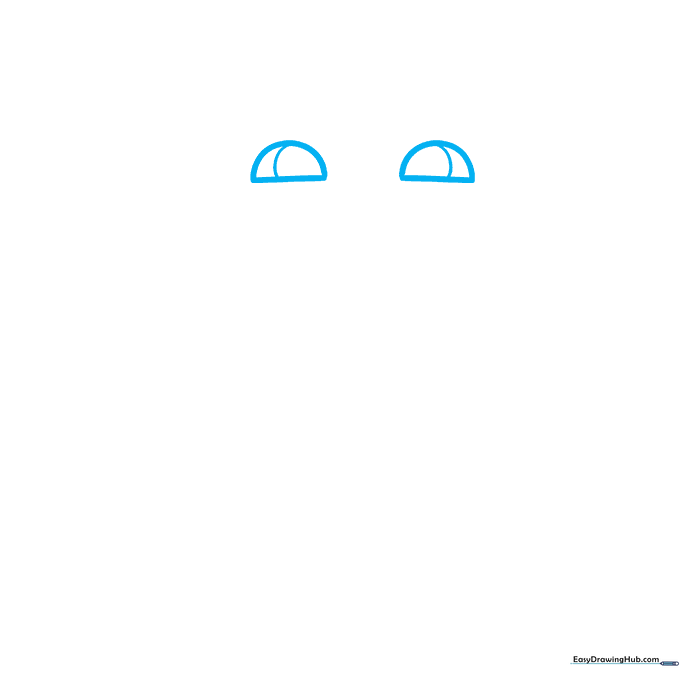 Close-up of two cat eyes drawn as half-circles with pupils, centered on a white background.