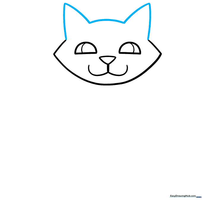 Cat head with two triangular ears added to the top.