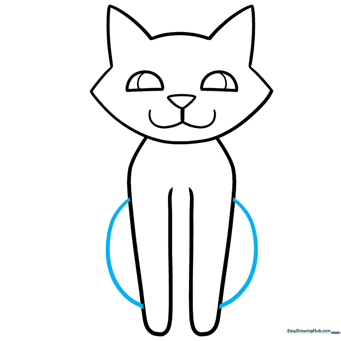 Drawing the rear legs as rounded shapes behind the front legs.