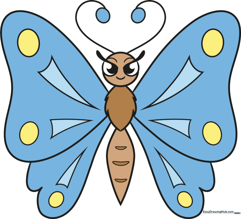 A colorful, friendly cartoon butterfly illustration, perfect for kids' art projects.