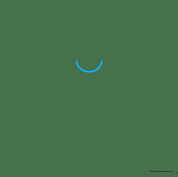 A simple 'C' shaped pencil line forming the base of a cartoon butterfly head on a white background.
