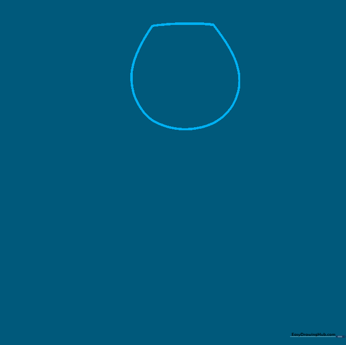 A simple 'U' shaped outline for a dog's head drawn on white paper.