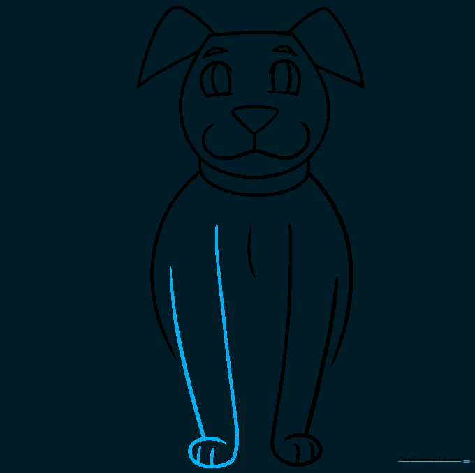 Adding the second front leg to complete the dog's chest area.