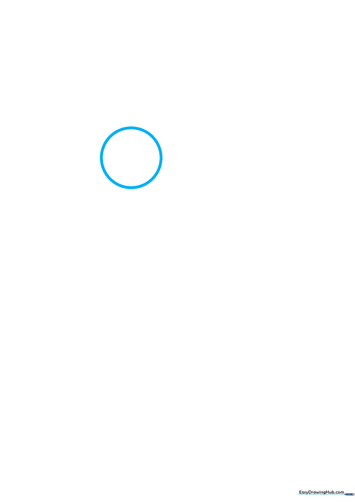 A hand-drawn circle centered on a white page, serving as the base for a flower center.