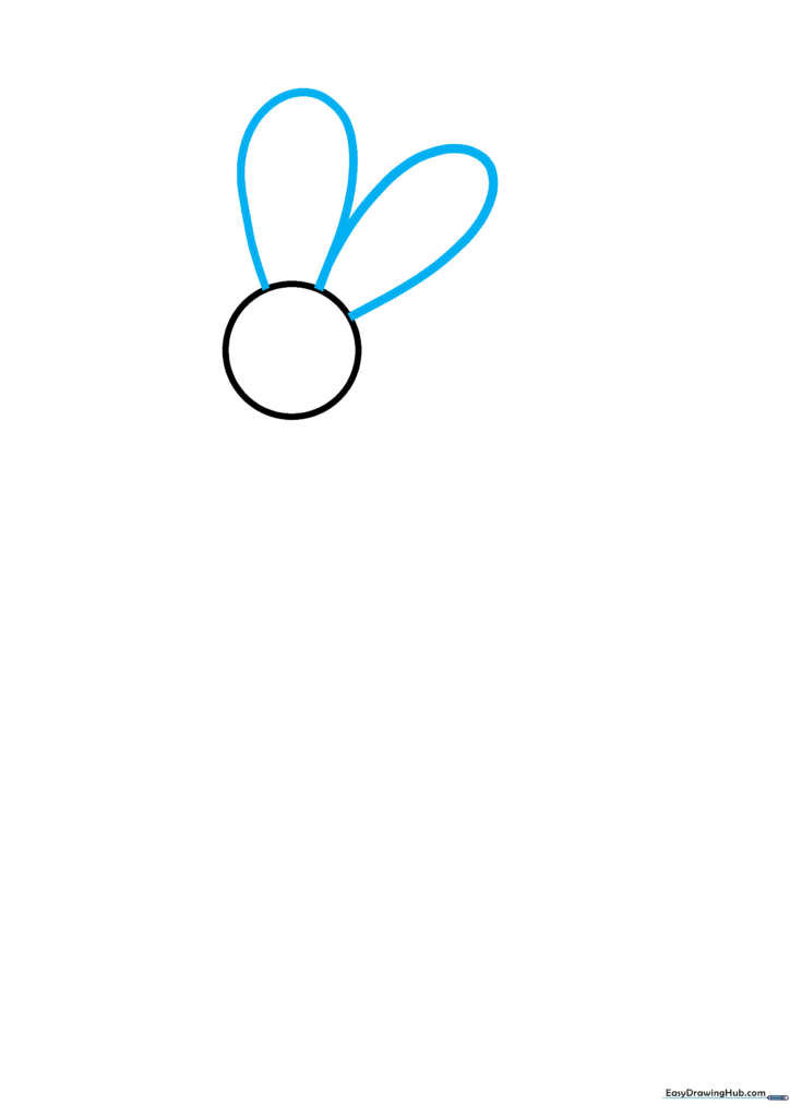 Two U-shaped petals drawn extending from the central circle.