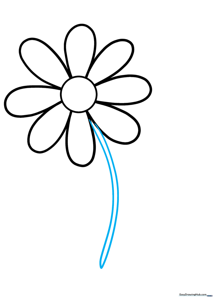 A flower head with a long, thin stem extending downwards.