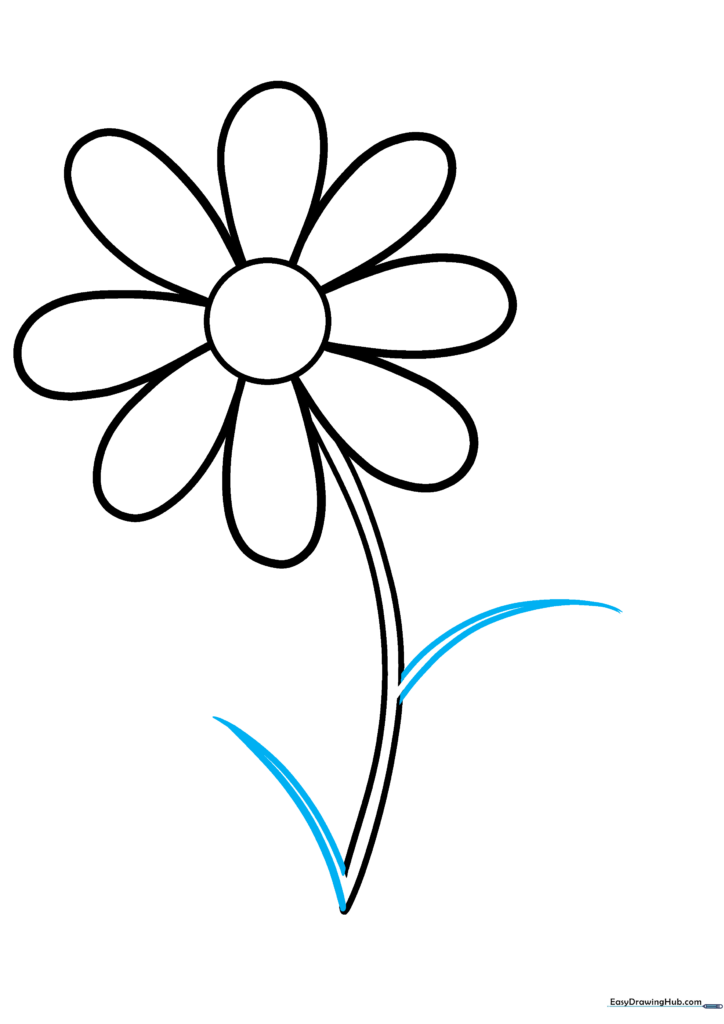 A flower stem with two leaf veins branching out from the sides.