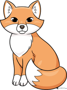 A colorful, friendly cartoon fox illustration, the final result of the drawing tutorial.