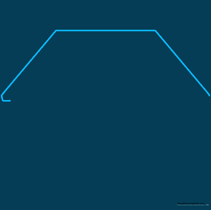 Pencil sketch of a trapezoid shape representing the roof of a house.