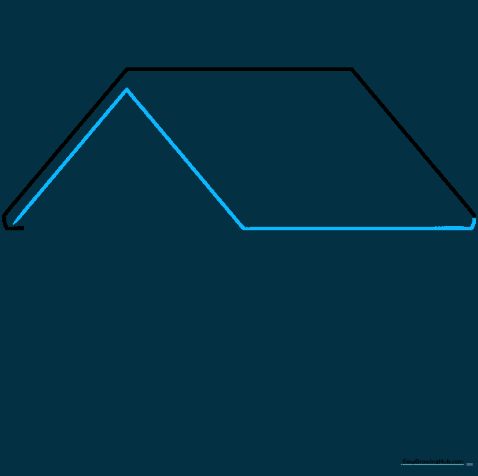 Drawing the eaves and bottom edge of the roof structure.