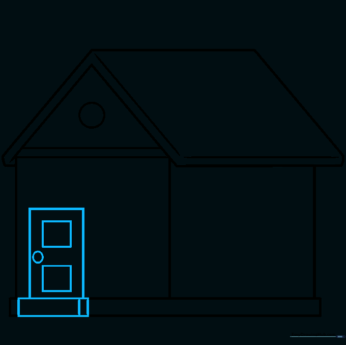 Adding a rectangular door with a doorknob to the front of the house.