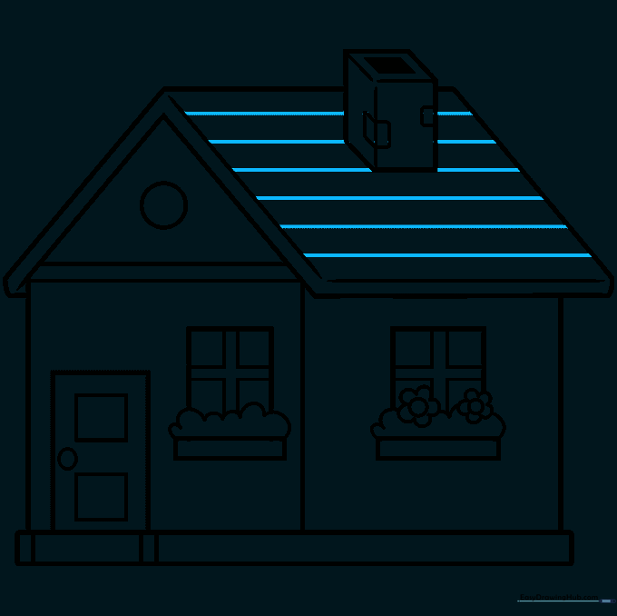 Adding horizontal lines to the roof to represent shingles.