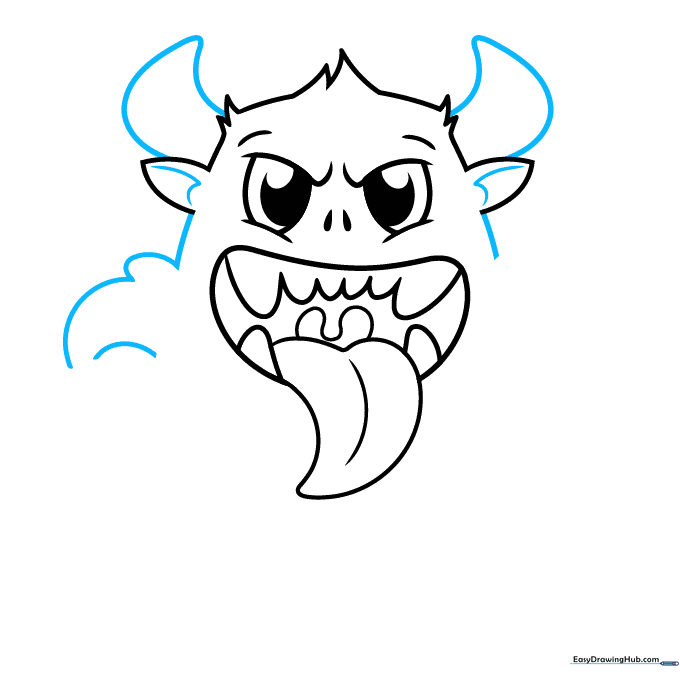 Adding horns to the head and starting the arm shapes on the body.