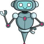 A vibrant, finished drawing of a friendly, simple robot for children.