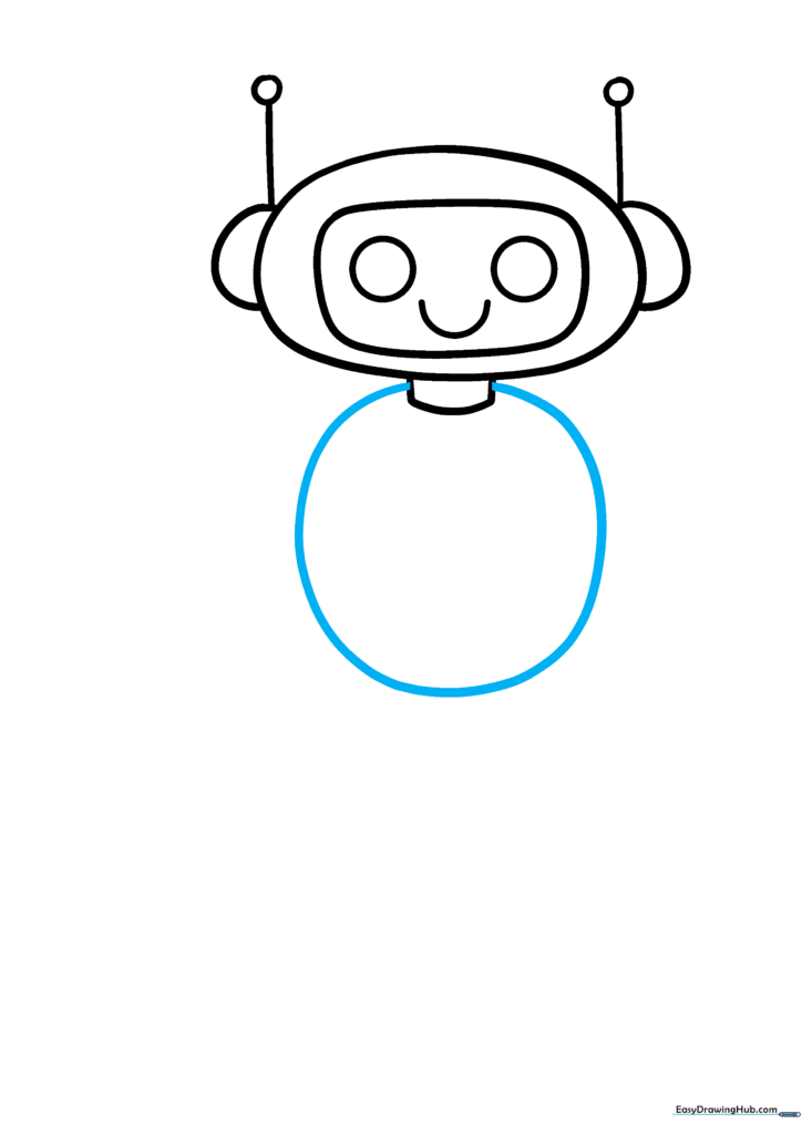The robot's head and neck connected to a large oval torso shape.