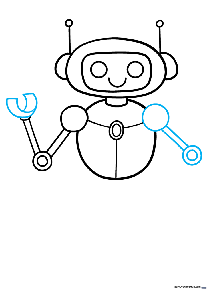 Robot arm with a C-shaped hand and a second arm being constructed on the opposite side.