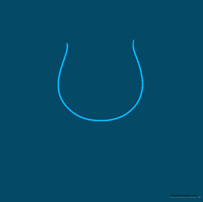 A simple U-shaped line drawn in pencil, serving as the base for a rosebud.