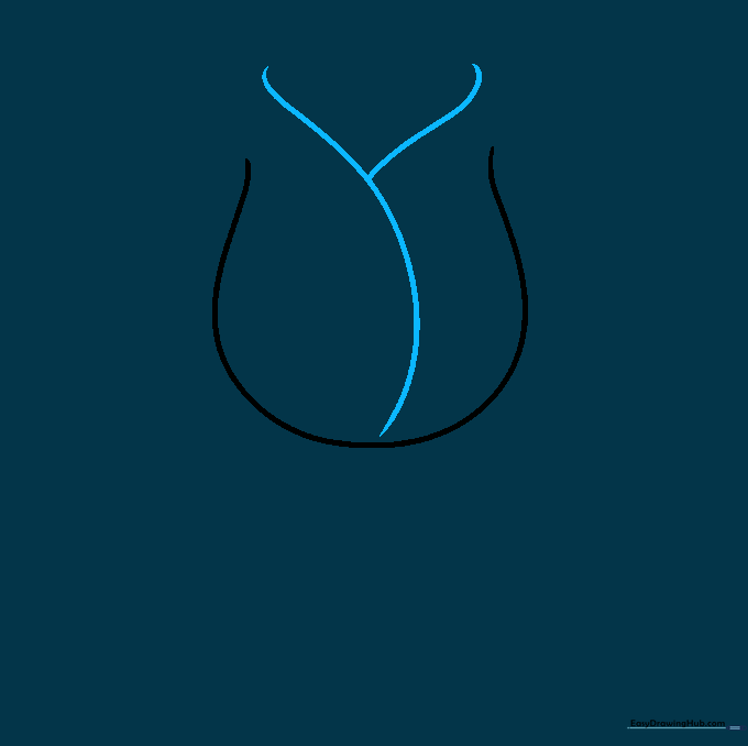 A Y-shaped line added inside the U-shape to represent the inner petal folds.