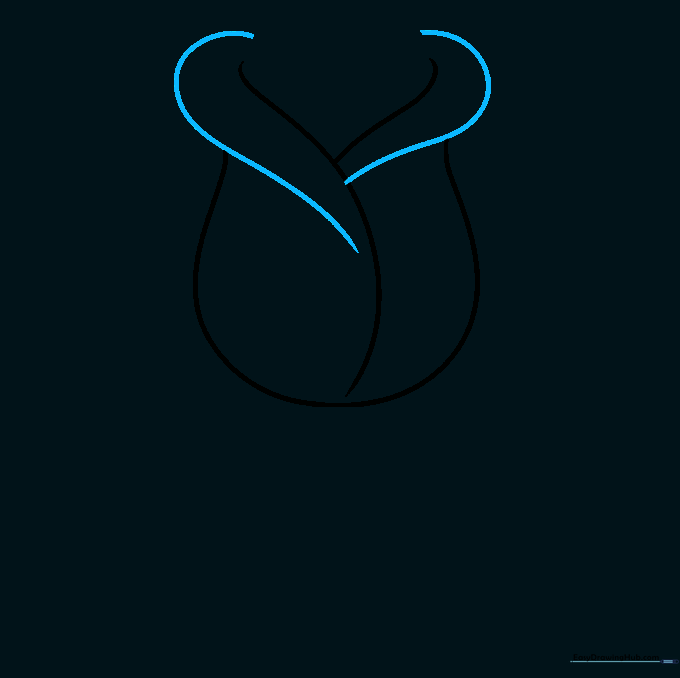 Curved lines added to the sides of the U-shape to form the outer petal tips.