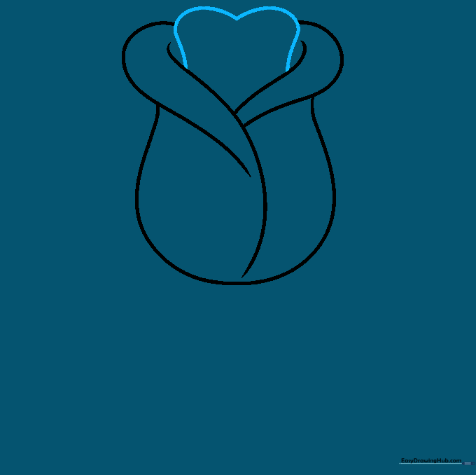 Two heart-like curved lines drawn in the center to complete the blossom outline.