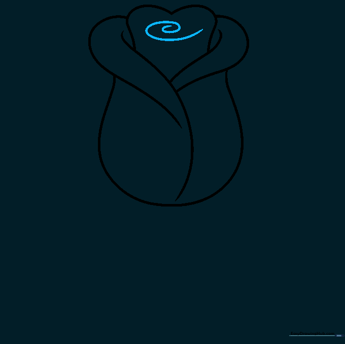 A small spiral added to the center of the rose to represent coiled petals.