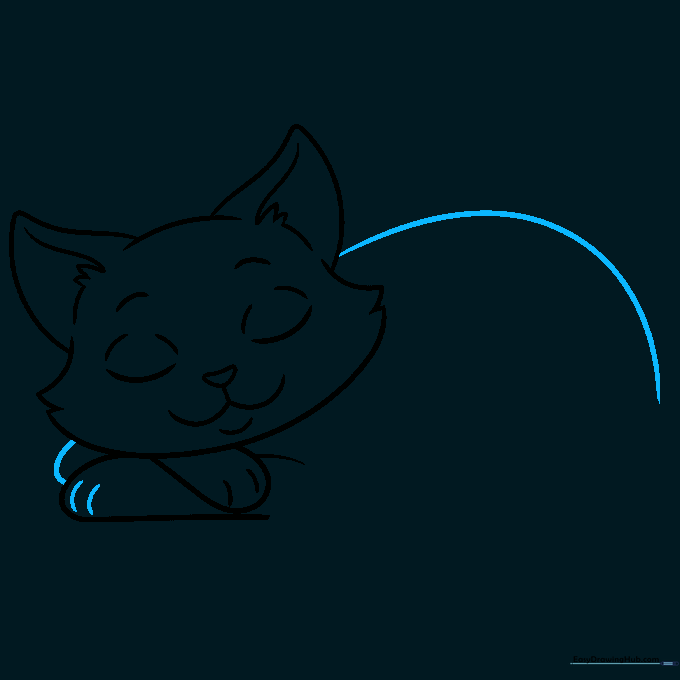 Adding the cat's back leg and toe details.