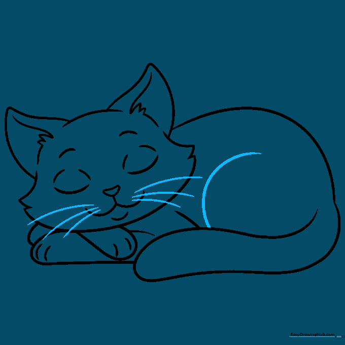 Adding whiskers and finishing the leg outline.
