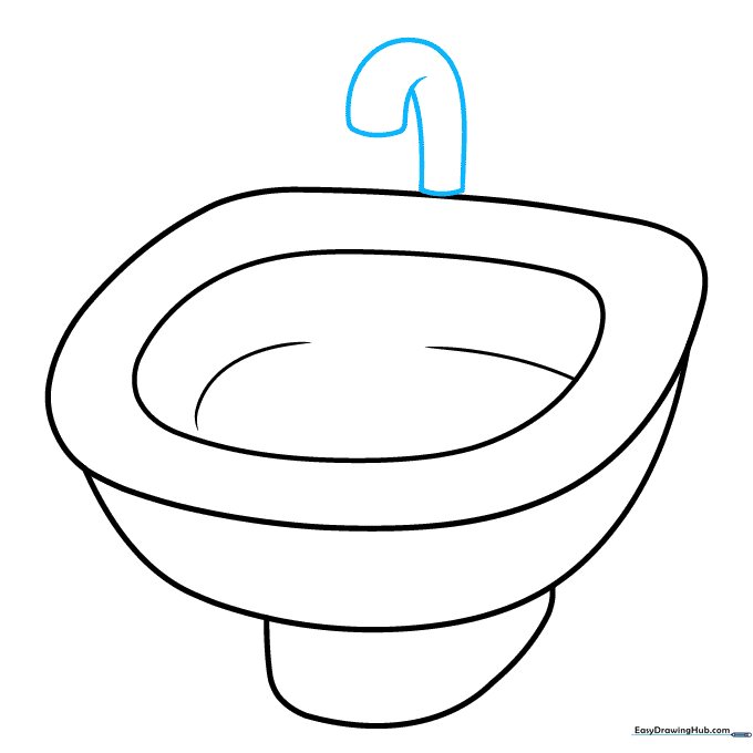 Adding an inverted J-shaped faucet arching over the sink basin.
