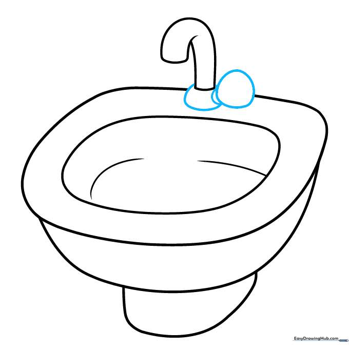 Adding a circular base to the faucet and a handle mechanism on the side.