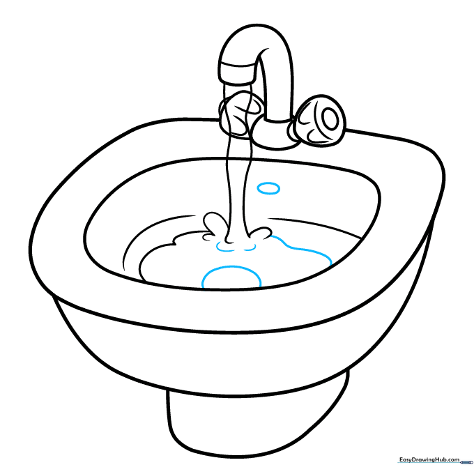 Adding the drain and overflow hole to the sink basin.