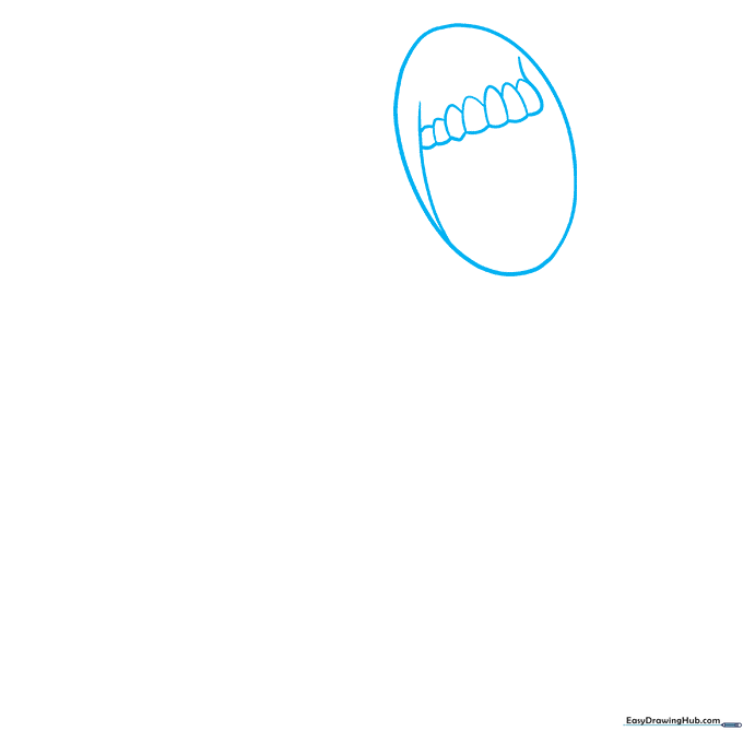 Pencil sketch showing the initial oval and curved guide lines for the Siren Head structure.