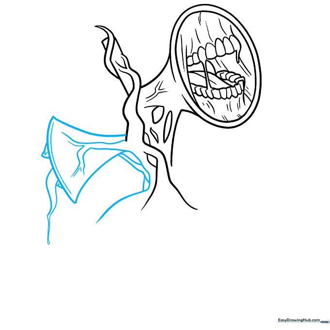 Refining the siren shape with parallel curves and a dripping liquid detail.