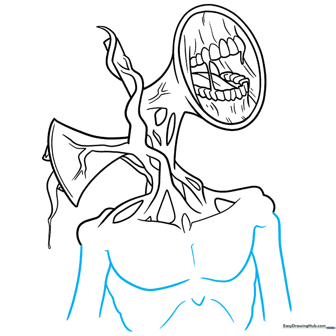 Outlining the lanky body and arms of the Siren Head character.