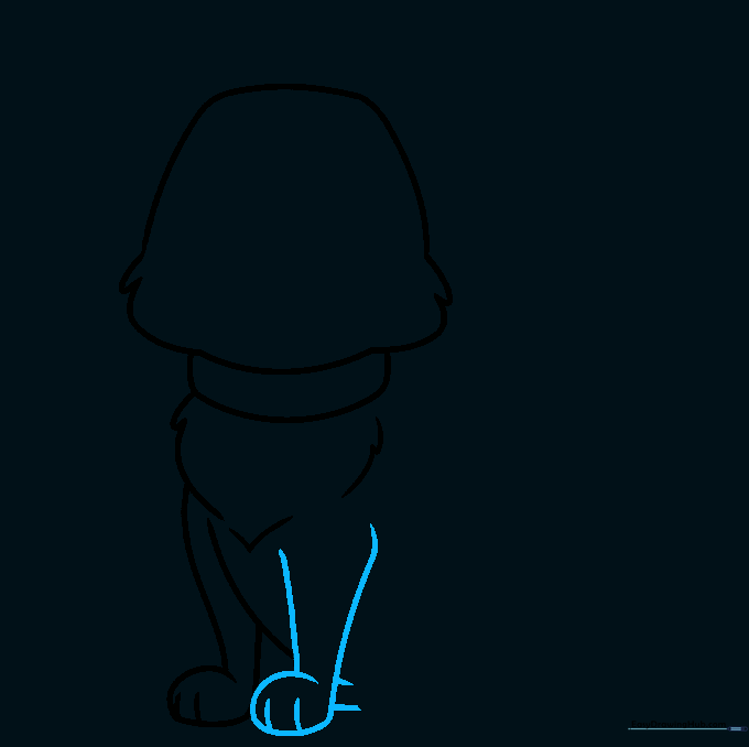 Adding the second front leg and rear leg to the dog's body.
