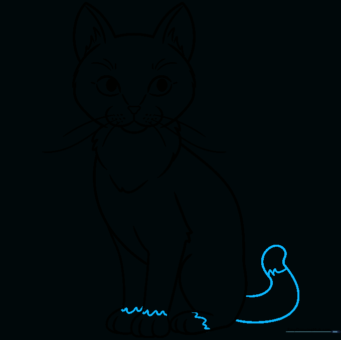Adding a long, curved tail to the cat's body.