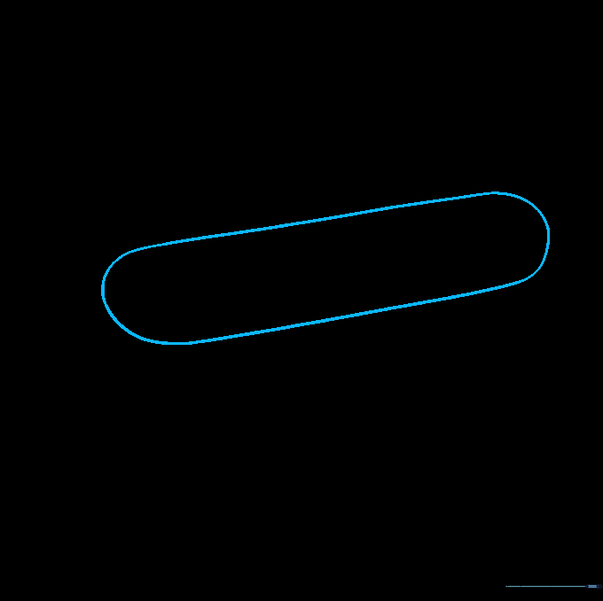 Two parallel diagonal lines forming the flat rectangular deck of a skateboard.